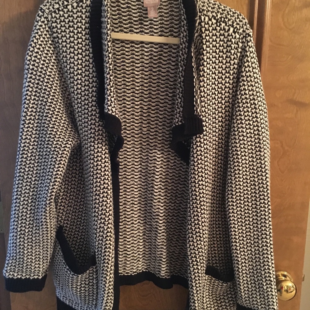 Ladies black and creamy white cardigan